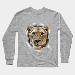 Cool Lioness-popup Art Long Sleeve T-Shirt